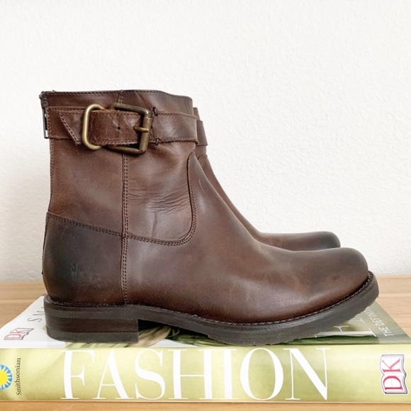Frye Shoes - Frye Veronica Strap Zip Short Boots Brown New